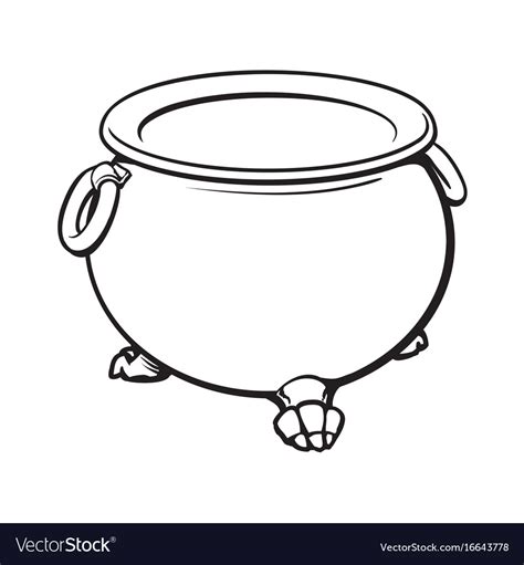 Halloween Cauldron With Boiling Green Potion Vector Image