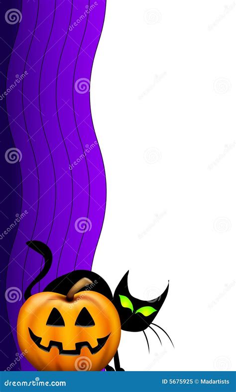 Black Cat Jack O Lantern Border Stock Illustration Illustration Of