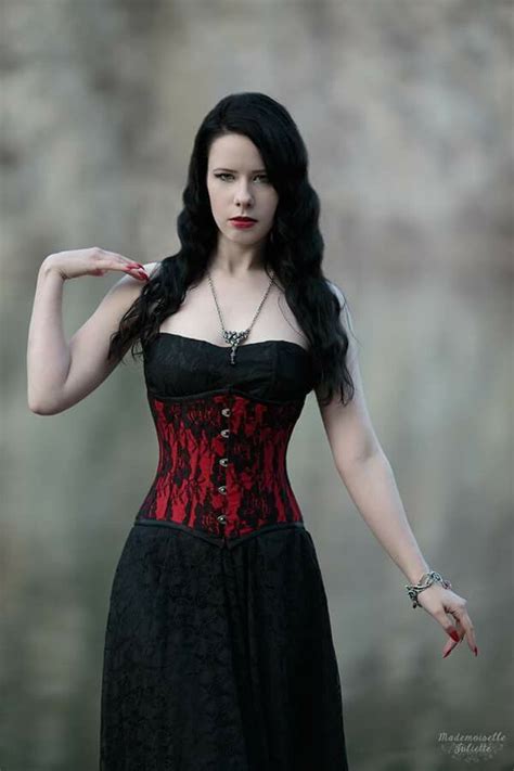 Gotische Goth Outfits Red Corset Fashion