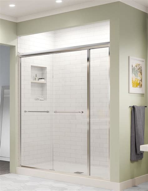 Infinity Semi Frameless 1 4 Inch Glass Sliding With Inline Panel Shower Door Basco Shower