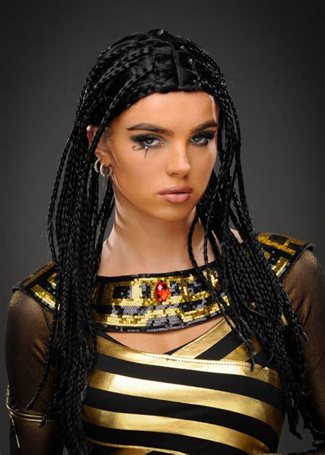 womens deluxe black braided cleopatra wig [st7174] struts party superstore