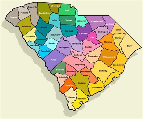 South Carolina Map By County Map