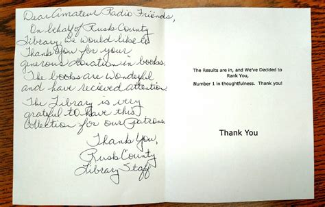 Whether it be money that has been donated or someone's precious time, surely a thank you note is warranted? Rusk County Amateur Radio Club: "Thank You" from the Rusk ...