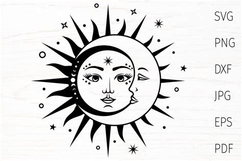 Boho sun and moon svg cut file