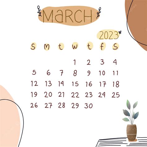 Lindo Calendario De Marzo 2023 Con Planta Png Lindo Icono De