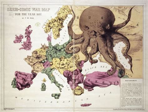 mapa político de europa en el año 1877 rusia está representada como un pulpo old maps antique