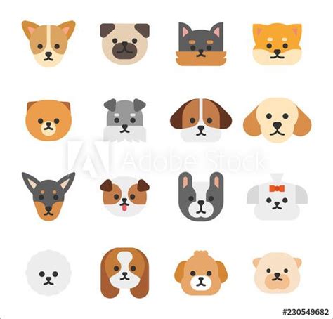 The Dogs Faces Are Arranged In Different Colors And Sizes Including