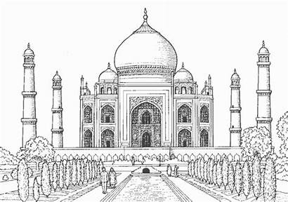 Mahal Taj Sketch Drawing Mosque Pencil Coloring