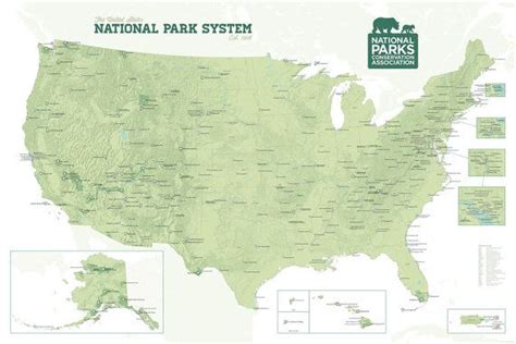 Npca National Park System Map 24x36 Poster Etsy National Parks