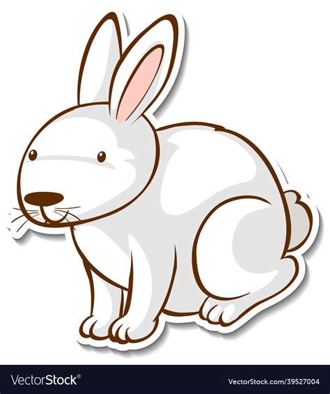 Sticker Design With Cute Rabbit Isolated Vector Image