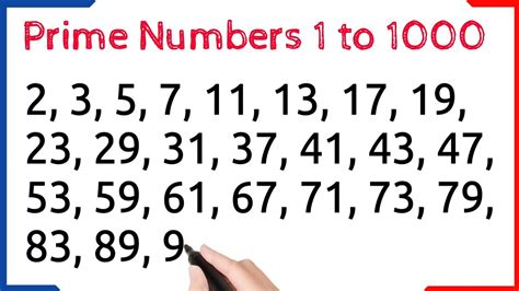 Prime Numbers 1 To 1000 1 To 1000 Prime Numbers Prime Numbers