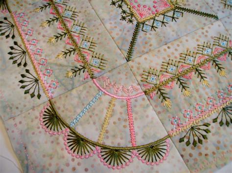 Machine Embroidered Quilt Block Crazy Quilt Embroidery Etsy