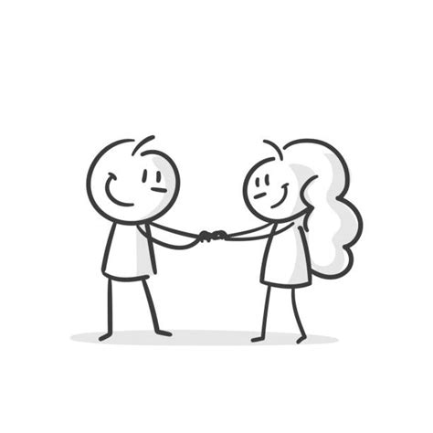 Stick Figure Holding Hands Drawings Illustrations Royalty Free Vector