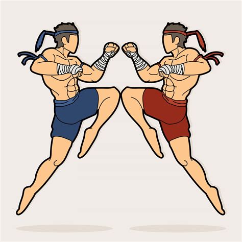 Muay Thai Kick Boxing Action Vector Art At Vecteezy