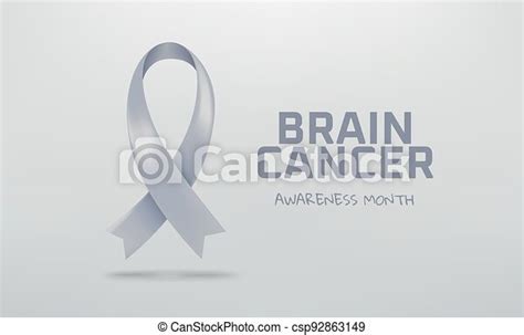 Brain Cancer Awareness Month Symbol Grey Awareness Ribbon Canstock
