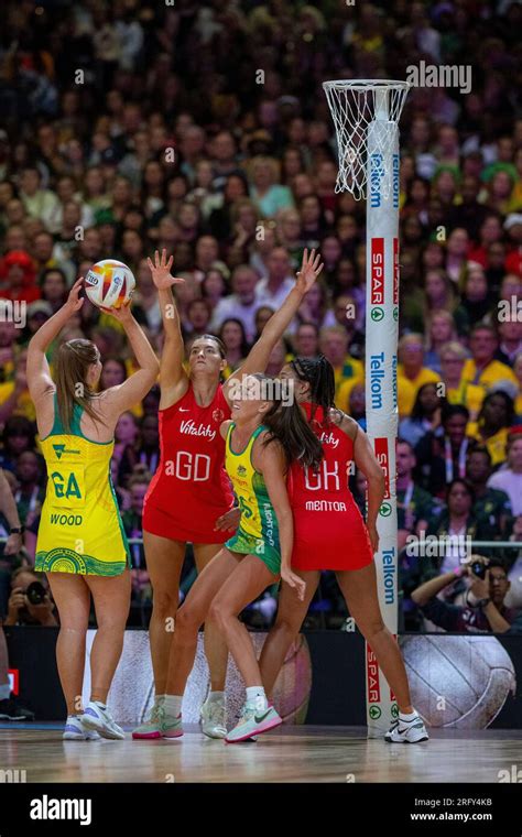 Australias Steph Wood And Cara Koenen And Englands Layla Guscoth And Geva Mentor In Action