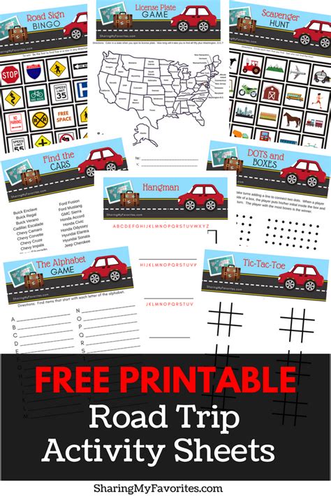 Free Printable Road Trip Activity Sheets Road Trip Activities Travel