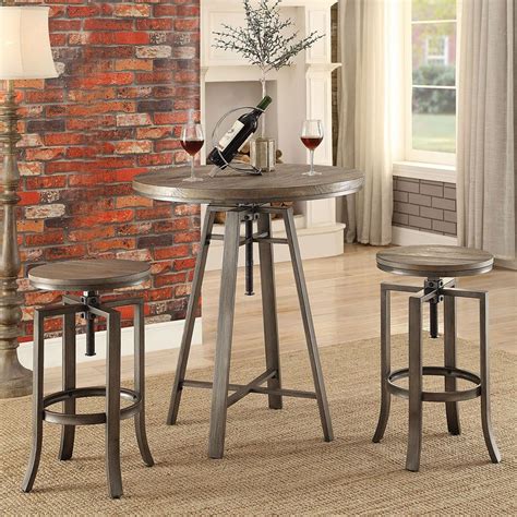 With a tempered glass top, you don't have. Industrial Adjustable Bar Table Set - Home Bar and Game ...