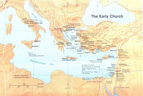Map Showing Location Of Important Events In Early New Testament Church