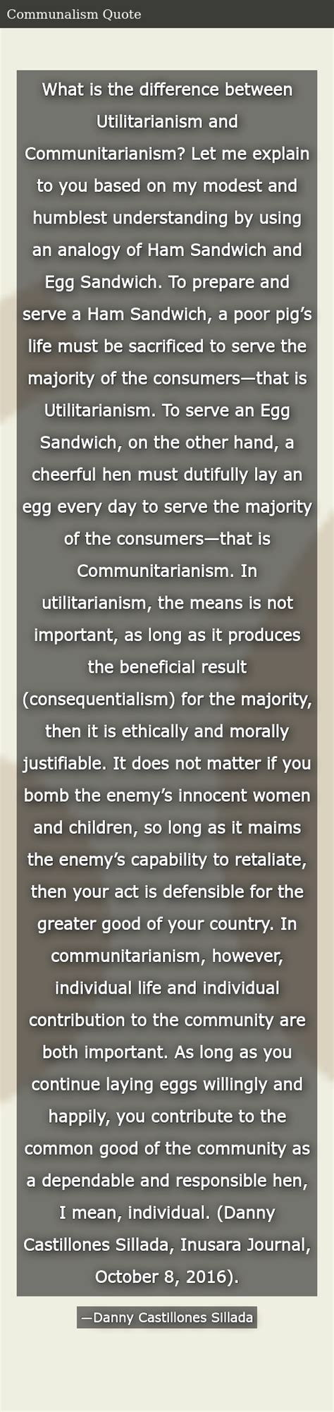 What Is The Difference Between Utilitarianism And Communitarianism Let Me Explain To You Based
