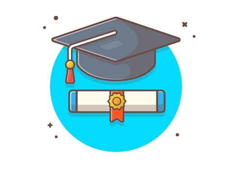 Graduate Cap With Scholarship Icon Illustration Vector Premium Download