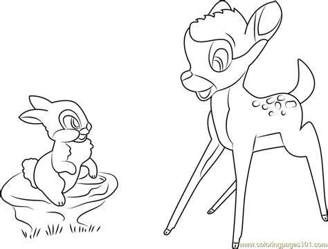 Bambi And Thumper Coloring Page For Kids Free Bambi Printable