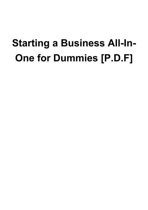 Starting A Business All In One For Dummies P D F Pdf