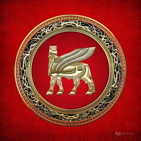 Golden Babylonian Winged Bull Digital Art By Serge Averbukh Fine Art