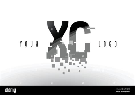 Xc X C Pixel Letter Logo With Digital Shattered Black Squares Creative