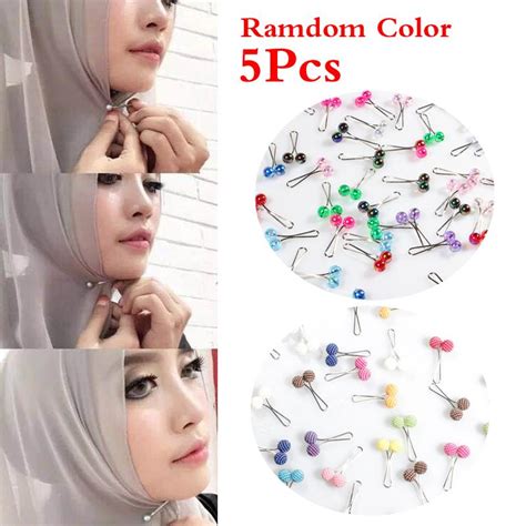 buy 5pcs exquisite jewelry muslim scarf buckle clip hijab pins pearls brooches elegant fashion
