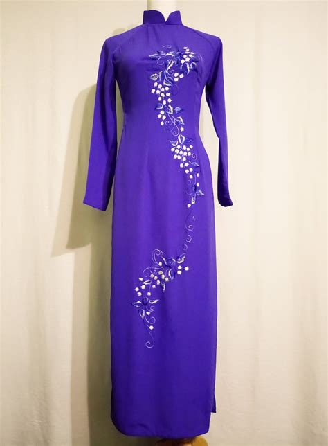 1990s Purple Ao Dai Traditional Vietnamese Dress Xs Asian Etsy