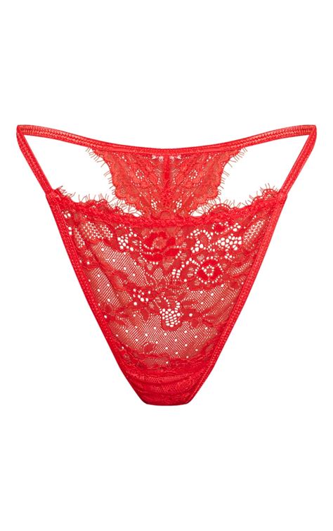 Red Lace Thong Lingerie Prettylittlething Ksa
