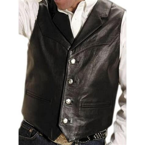 Roper Western Vest Mens Leather Vest Button Brown 02 075 0510 0504 Br