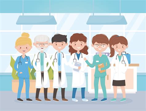 Group Team Medical Staff Specialist Practitioner Cartoon Character