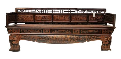 Hand Carved Chinese Dragon Bench Antique Reproduction Zhejian Style 78