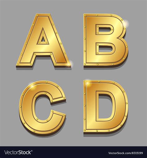 Gold Letters Alphabet Font Style A B C D Vector Image