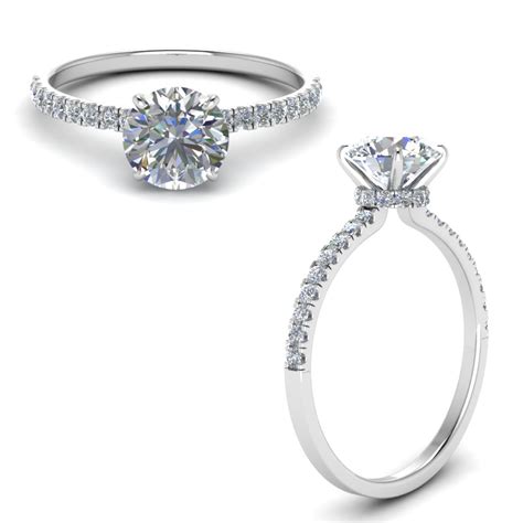 Hidden Halo Petite Diamond Engagement Ring In K White Gold