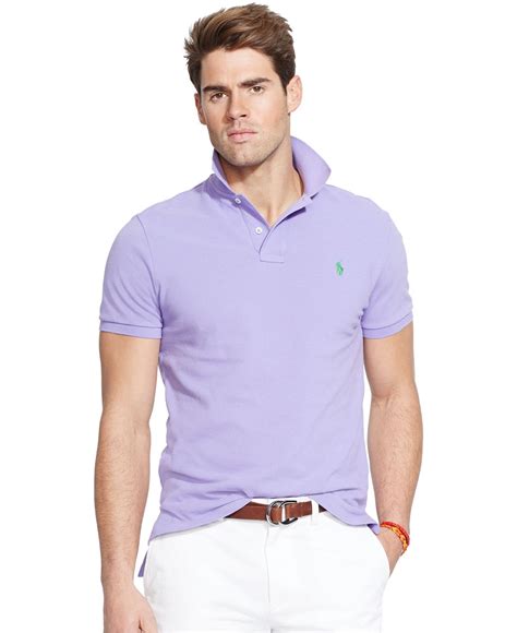 Lyst Polo Ralph Lauren Classic Fit Mesh Polo In Purple For Men