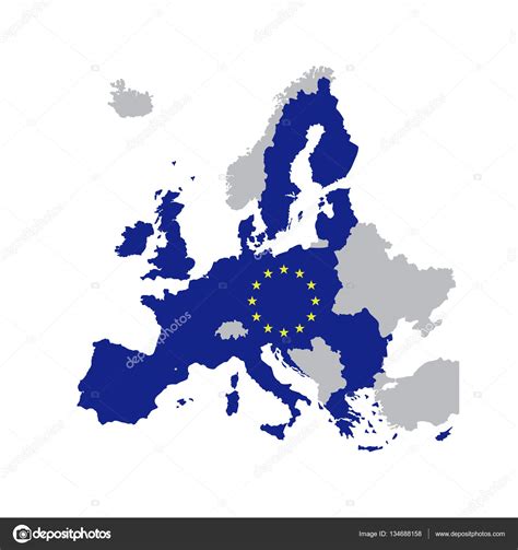 Carte De Lunion Européenne Avec Les étoiles De Lunion Européenne