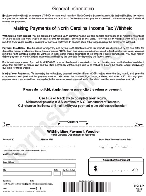 Form Nc 5p Withholding Payment Voucher North Carolina Department Of