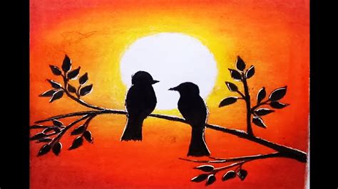 Sunset Scenery Drawing Nature Easy Drawings For Kids Draw Level