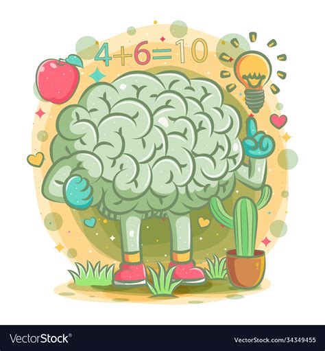 Smart Brain Think Math Formula Royalty Free Vector Image