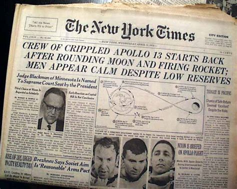 Complete Set Of The Times On The Troubled Apollo 13 Mission