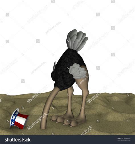 Political Ostrich Head Sand White Background Stock Illustration