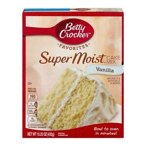 Prepare cake mix on its own or head to bettycrocker.com for creative dessert recipes the whole family will love; NEW BETTY CROCKER SUPER MOIST VANILLA CAKE MIX 15.25 OZ ...
