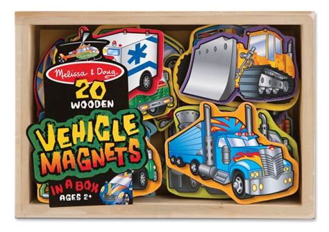 Melissa And Doug Wooden Vehicle Magnets In A Box 20pc