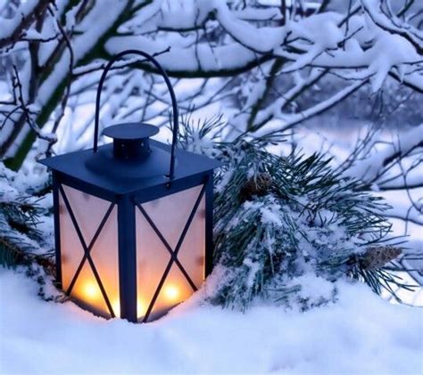 Lantern And Snow Winter Candle Christmas Lanterns Candle Glow