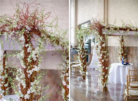 Curly Willow And White Dendrobium Orchid Chuppah Featured At A Beautiful Wedding At The Historic