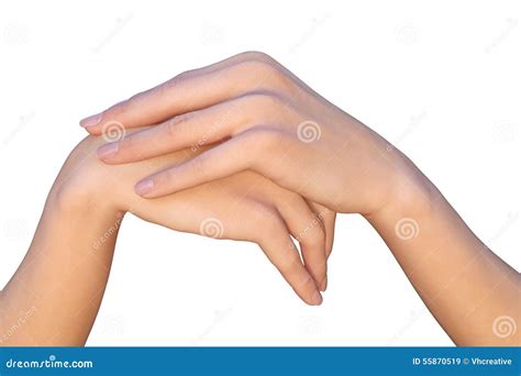 Female Hand Is Resting On Another Hand Stock Image Image Of Girl