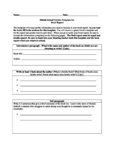 5th grade, writing, essay, book report, helper, outline, starter, writing, reading, english, language arts, template, 6th grade created date: Middle School Outline Template for Book Report - Saint ...